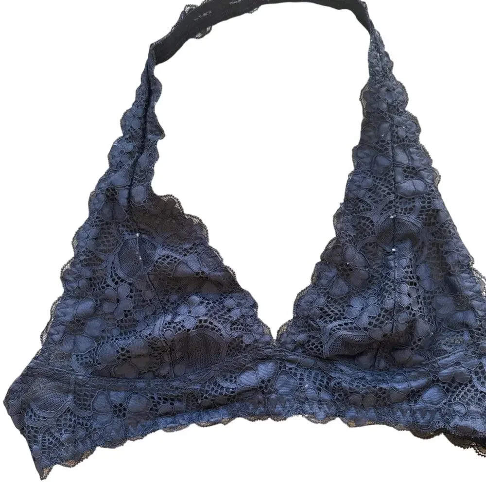Boutique Anna Grace Black Halter Lace Bralette SMALL